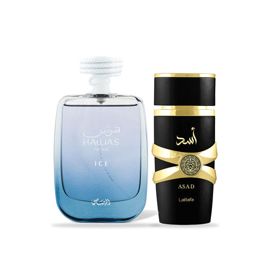 Combo Día & Noche: Hawas Ice + Asad de GJ Perfumes – perfume árabe original