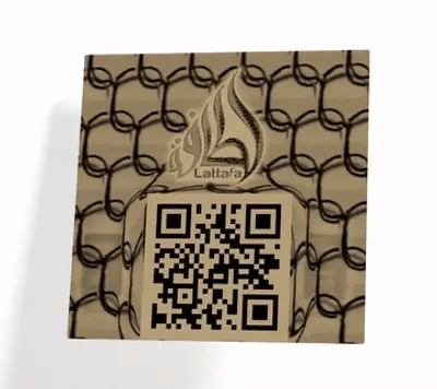 Sello holográfico oficial de Lattafa con código QR